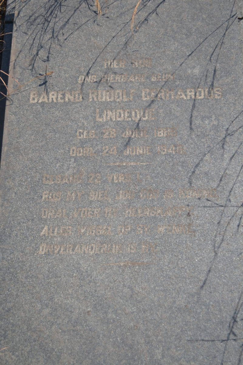LINDEQUE Barend Rudolf Bernardus 1886-1946