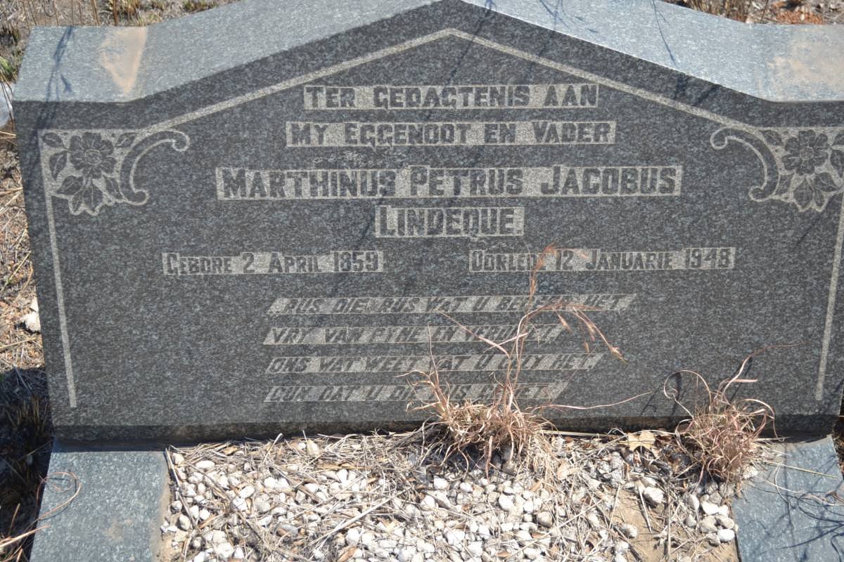 LINDEQUE Marthinus Petrus Jacobus 1859-1948