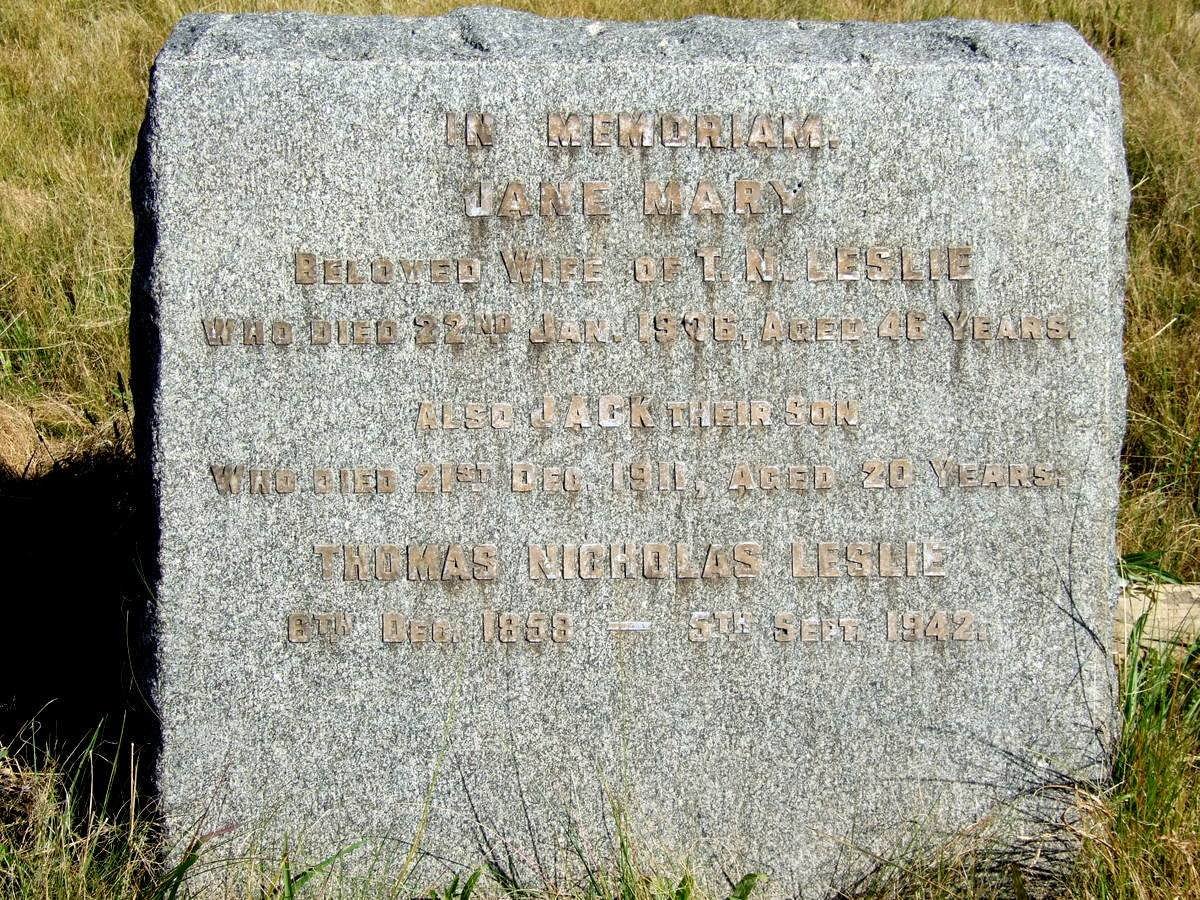 LESLIE Thomas Nicholas 1858-1942 &amp; Jane Mary -1906 :: LESLIE Jack -1911