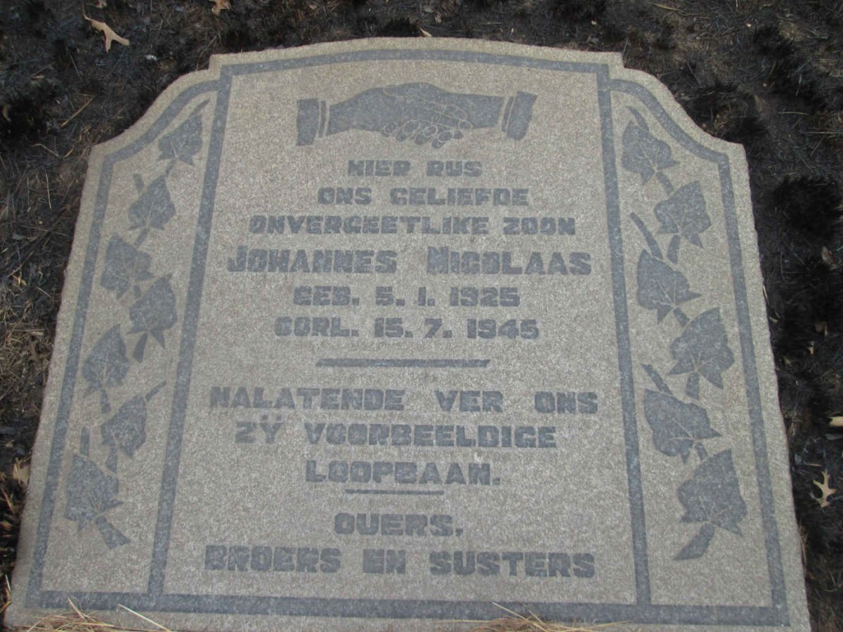 MERWE Johannes Nicolaas, van der 1925-1945