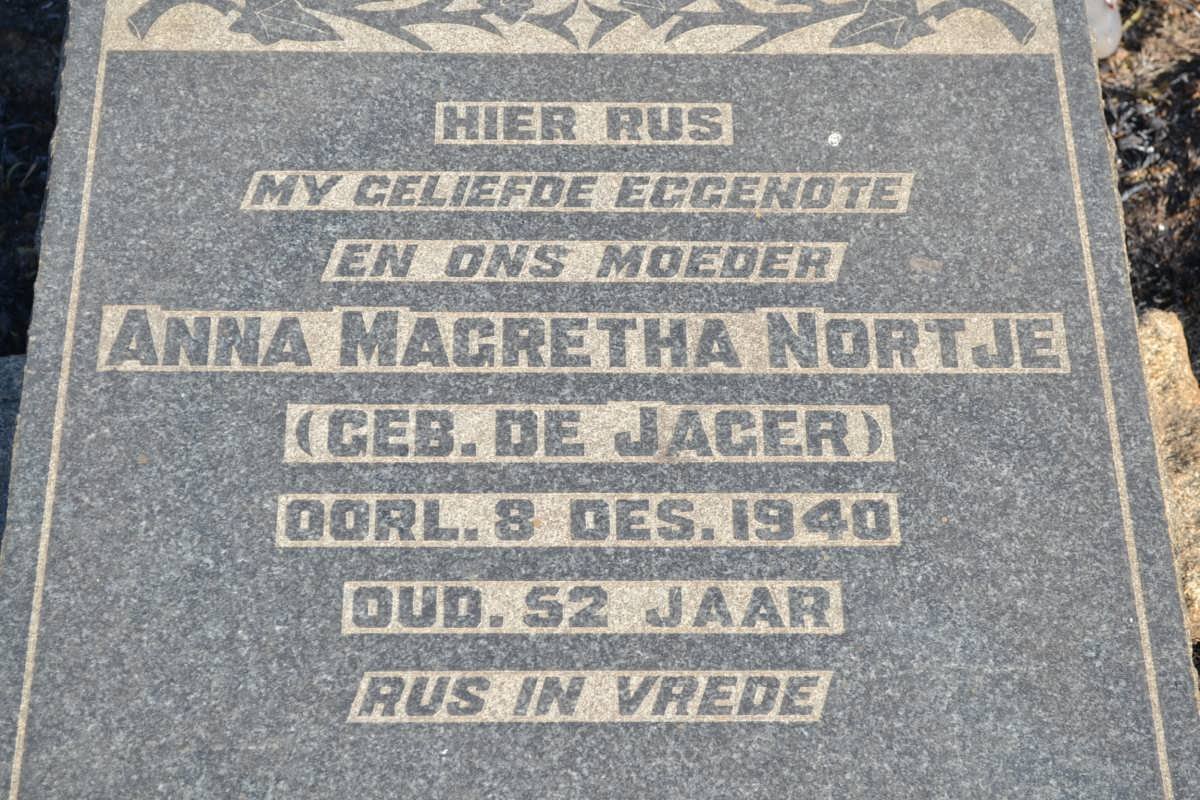 NORTJE Anna Magretha nee DE JAGER -1940