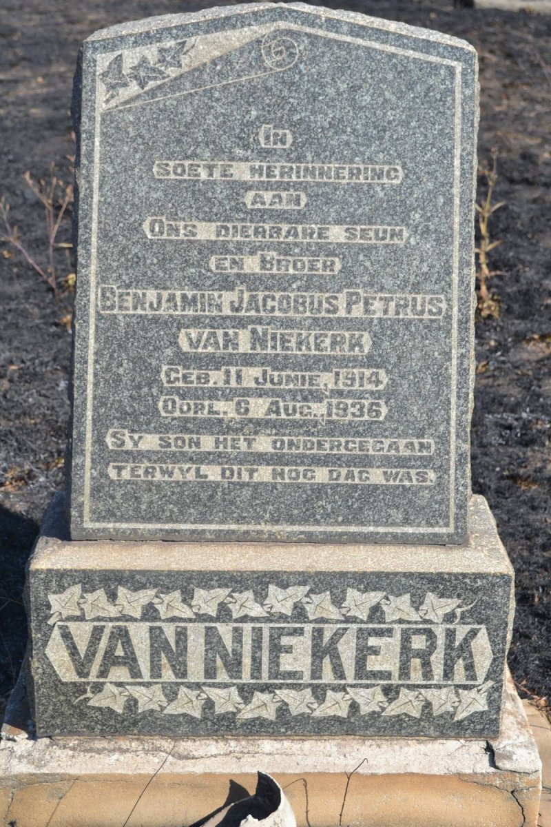 NIEKERK Benjamin Jacobus Petrus, van 1914-1936