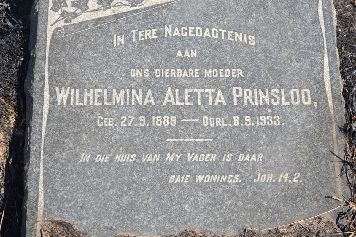 PRINSLOO Wilhelmina Aletta 1889-1933
