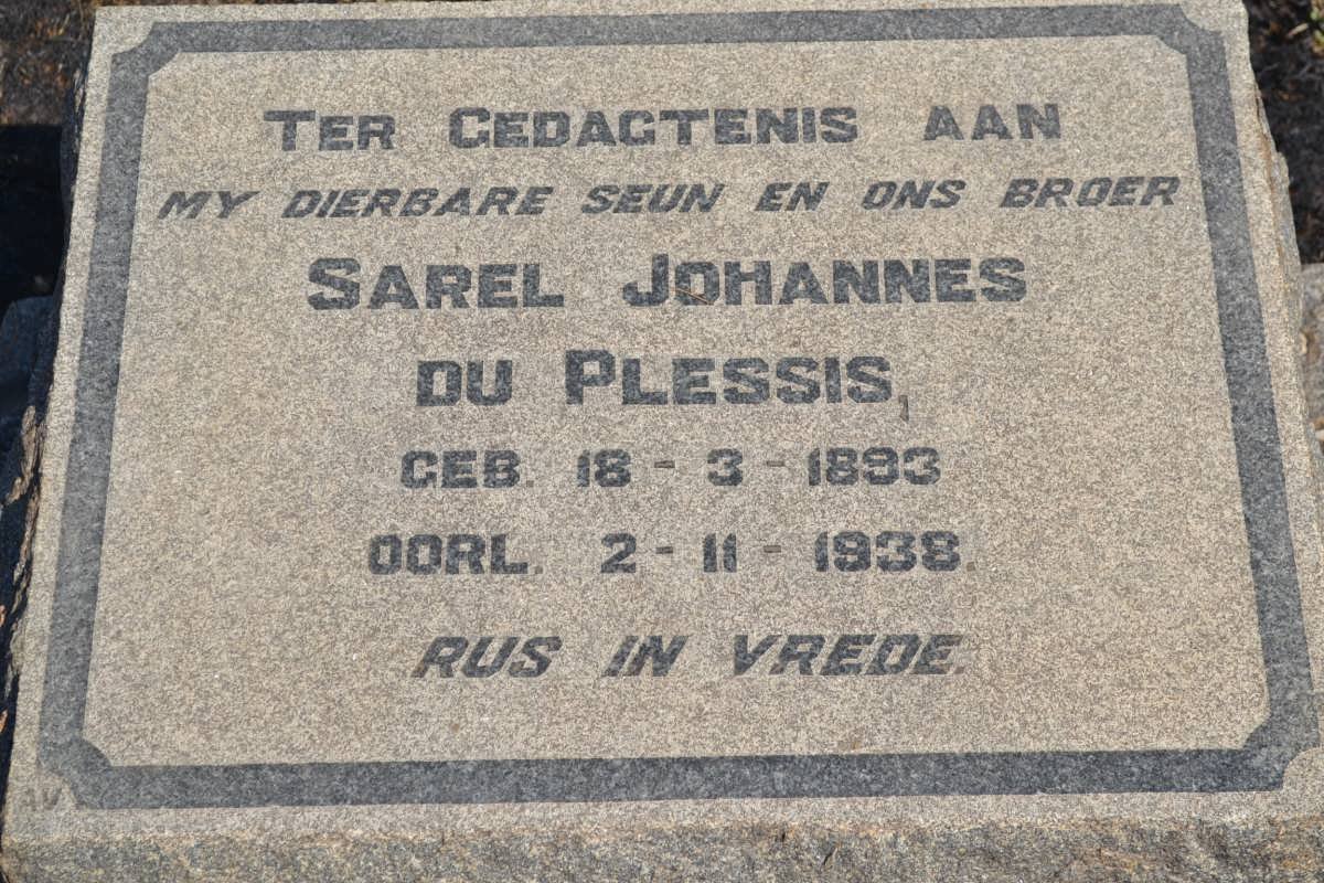 PLESSIS Sarel Johannes, du 1893-1938