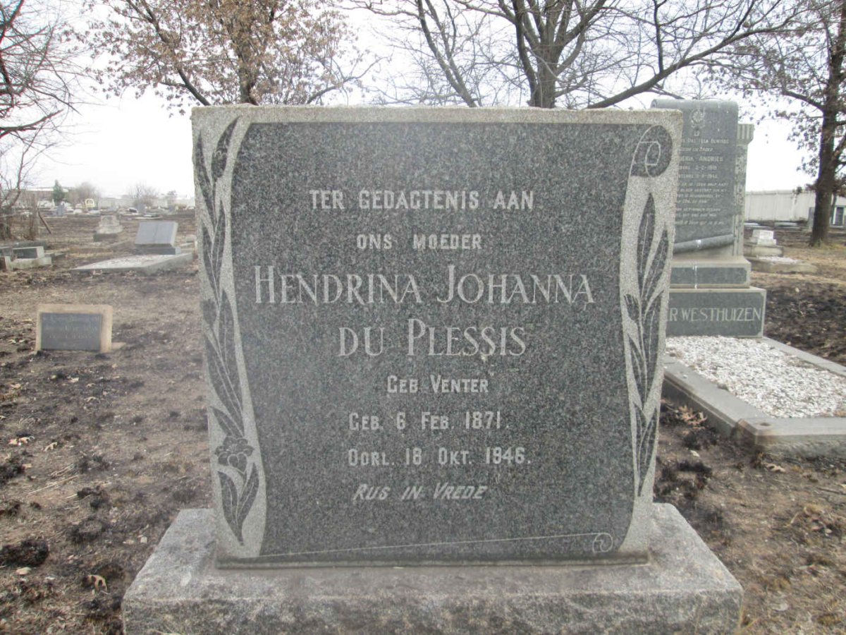 PLESSIS Hendrina Johanna, du nee VENTER 1871-1946