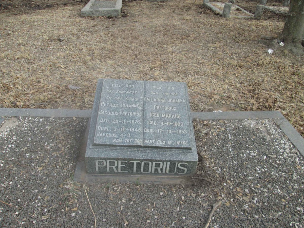 PRETORIUS Petrus Johannes Jacobus 1875-1945 &amp; Catharina Johanna MARAIS 1889-1953