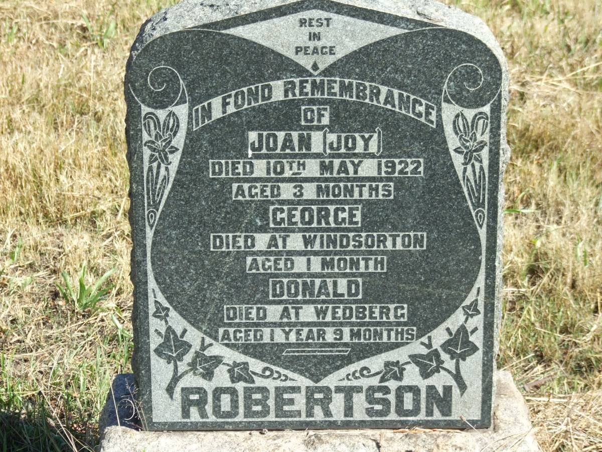 ROBERTSON Joan -1922 :: ROBERTSON George :: ROBERTSON Donald