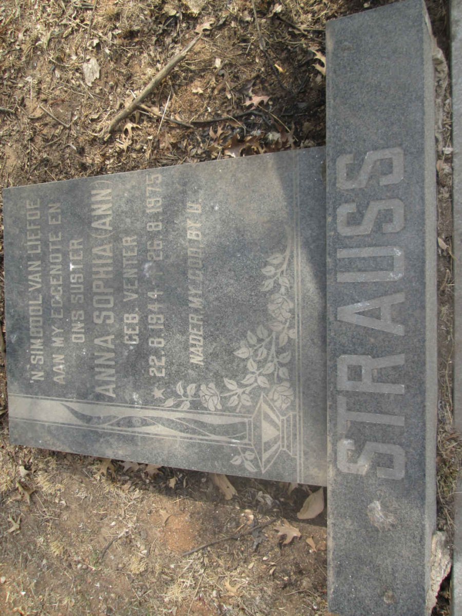 STRAUSS Anna Sophia nee VENTER 1944-1975