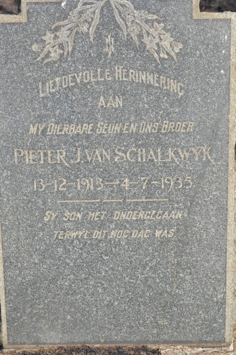 SCHALKWYK Pieter J., van 1913-1935