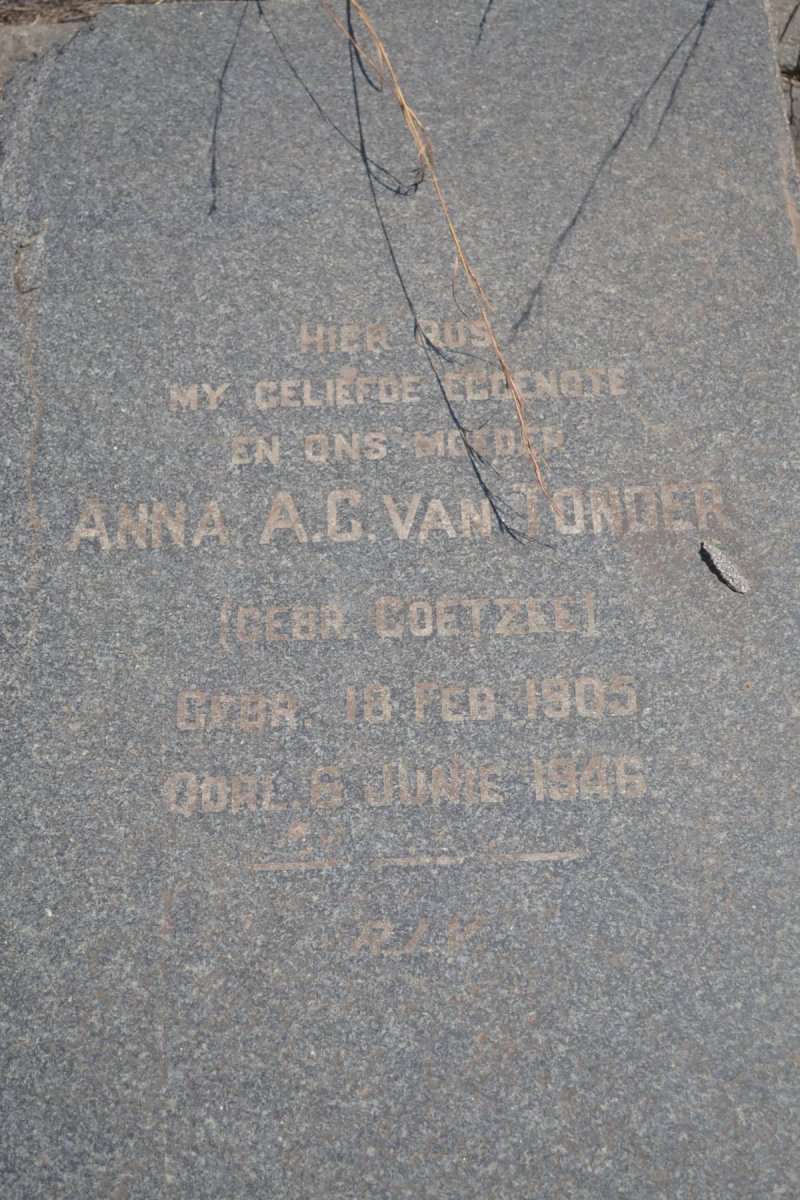 TONDER Anna A.C., van nee COETZEE 1905-1946