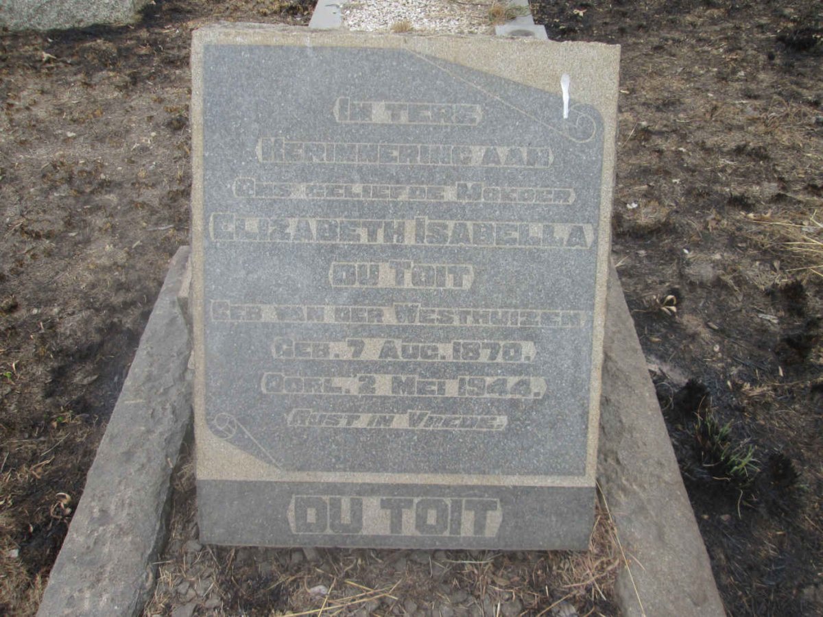 TOIT Elizabeth Isabella, du nee VAN DER WESTHUIZEN 1870-1944