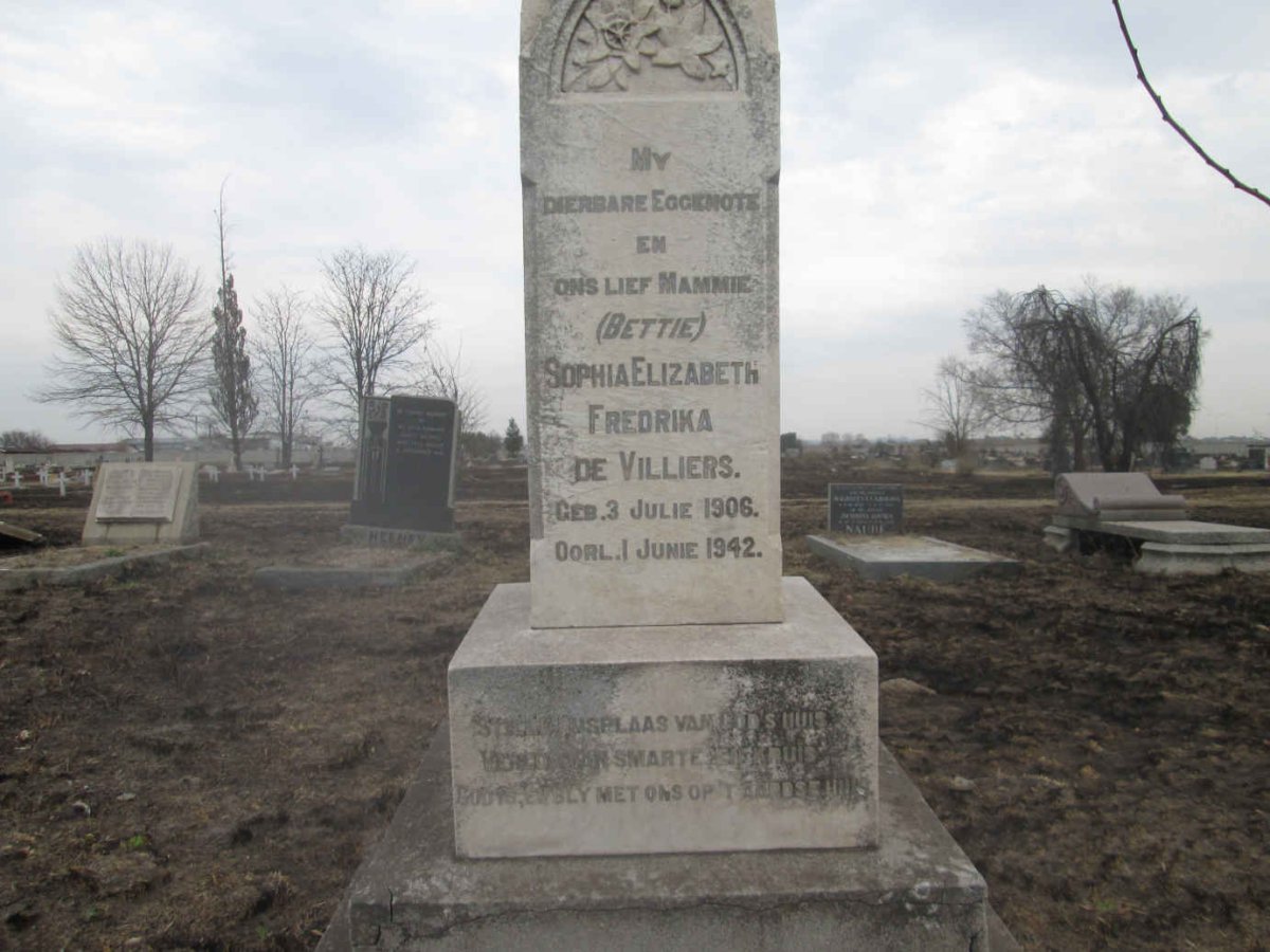 VILLIERS Sophia Elizabeth Fredrika, de 1906-1942