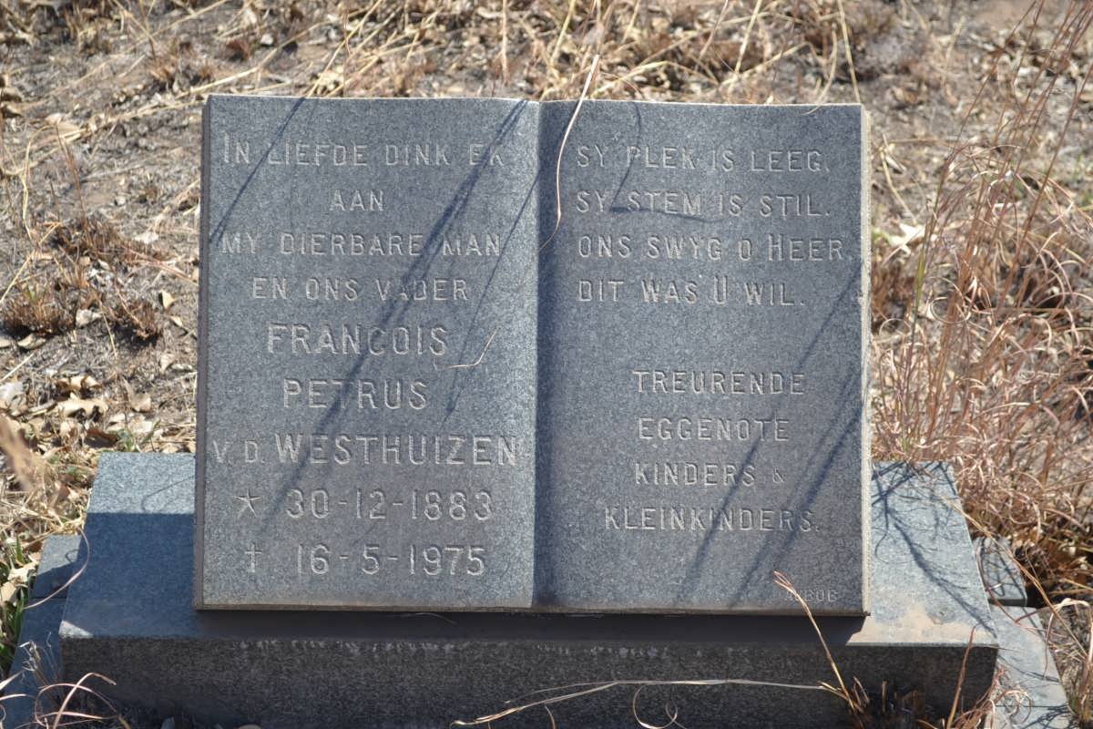 WESTHUIZEN Francois Petrus, v.d. 1883-1975