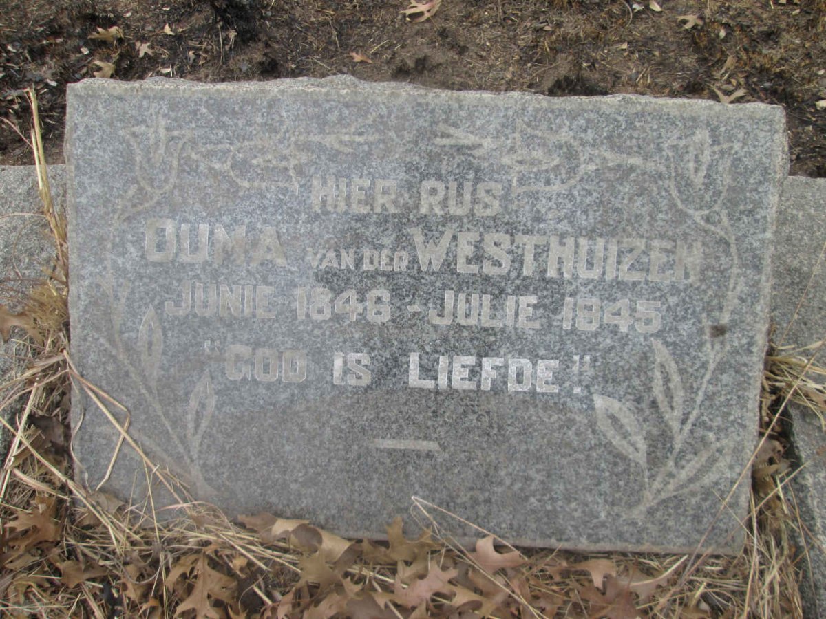 WESTHUIZEN Ouma, van der 1846-1945