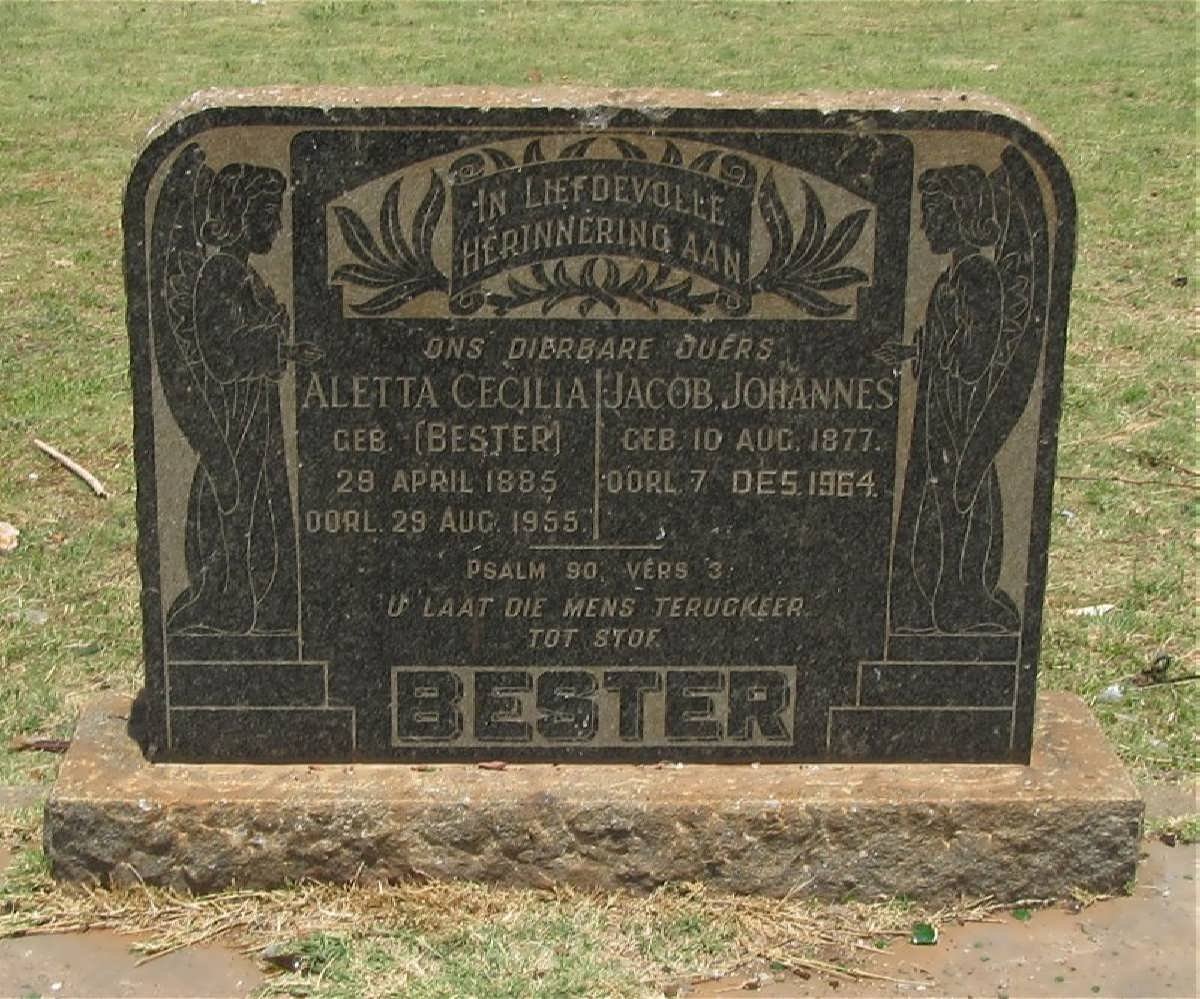 BESTER Jacob Johannes 1877-1964 &amp; Aletta Cecilia BESTER 1885-1955