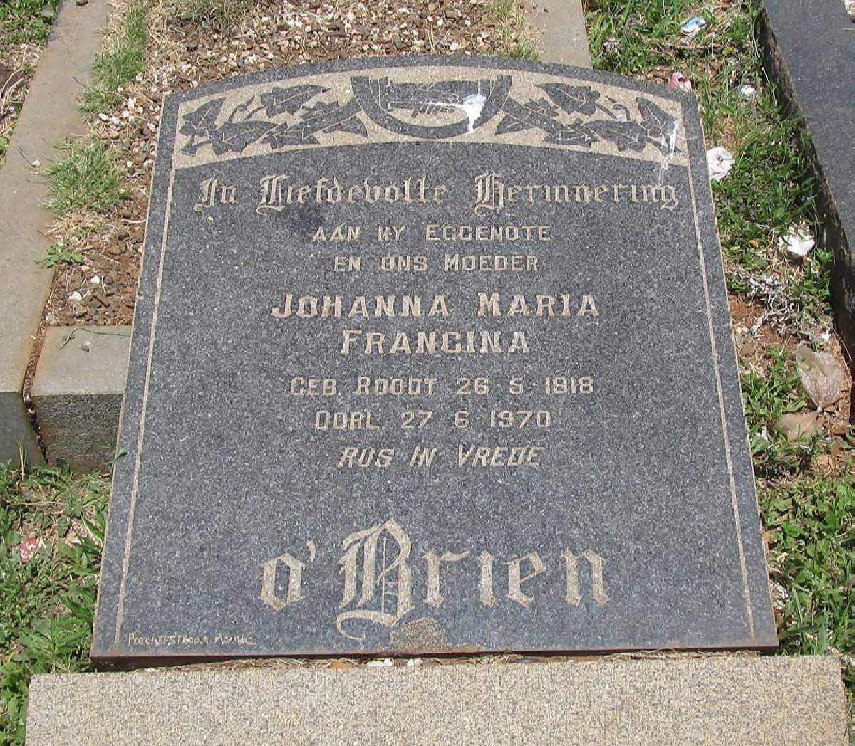 O'BRIEN Johanna Maria Francina nee ROODT 1918-1970