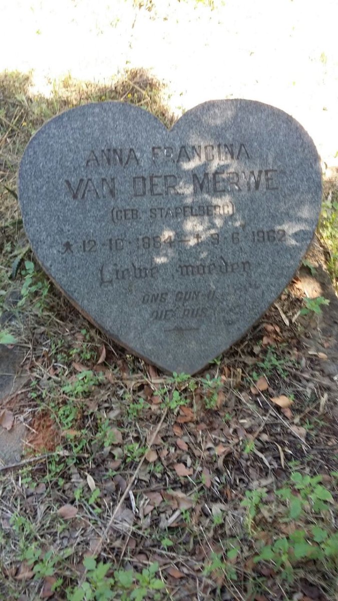 MERWE Anna Francina, van der nee STAPELBERG 1884-1962