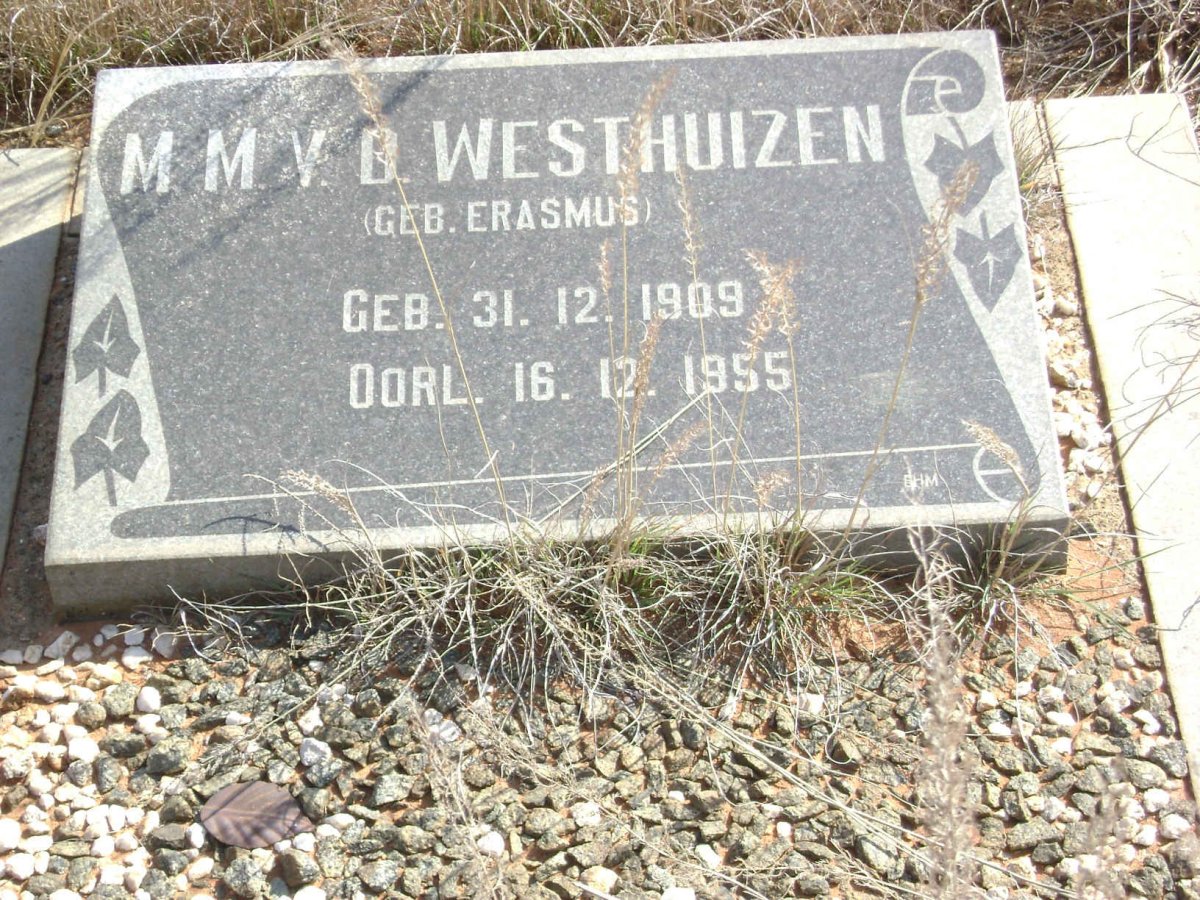 WESTHUIZEN M.M., v.d. nee ERASMUS 1909-1955