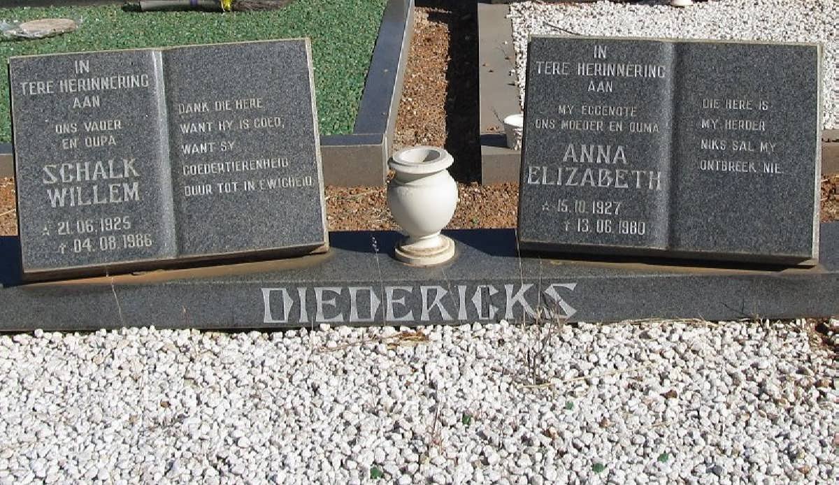 DIEDERICKS Schalk Willem 1925-1986 &amp; Anna Elizabeth 1927-1980