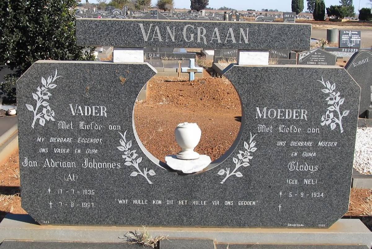 GRAAN Adriaan Johannes, van 1935-1997 &amp; Gladys NEL 1934-