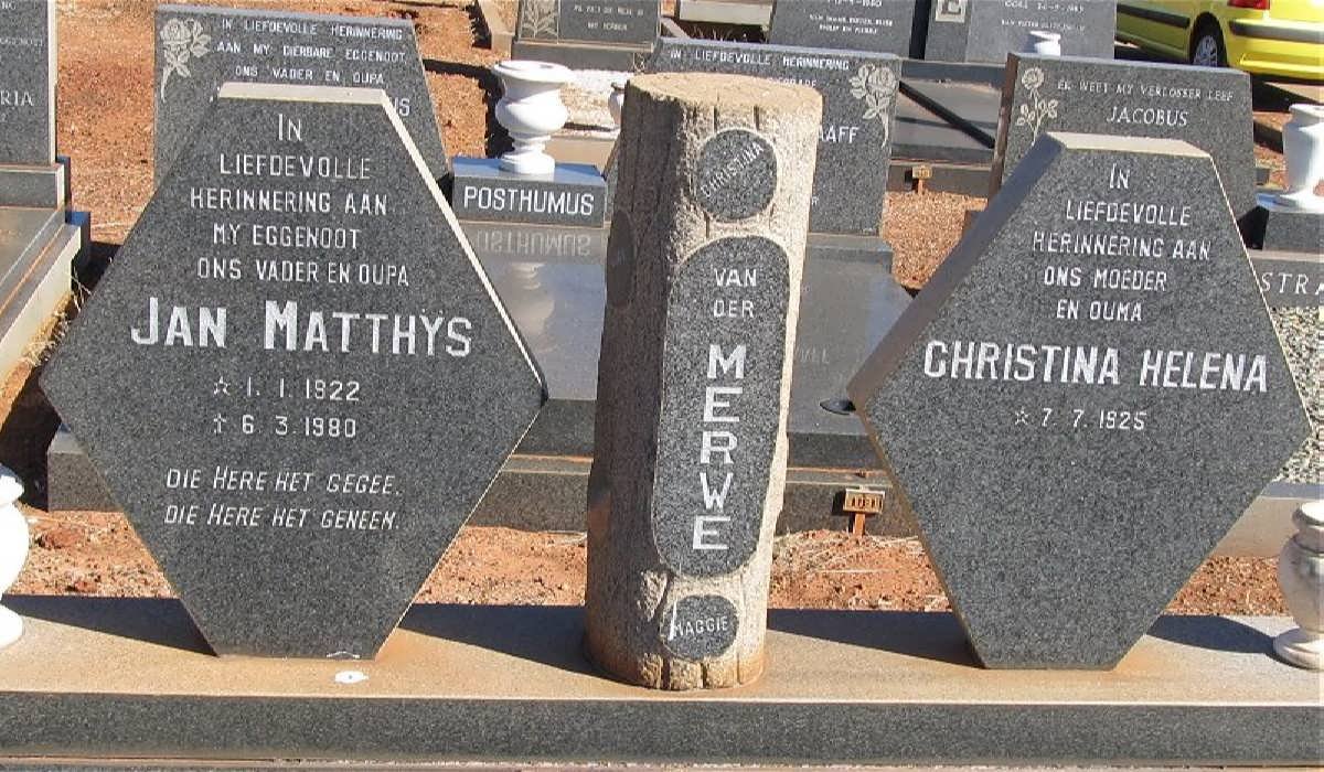 MERWE Jan Matthys, van der 1922-1980 &amp; Christina Helena 1925-