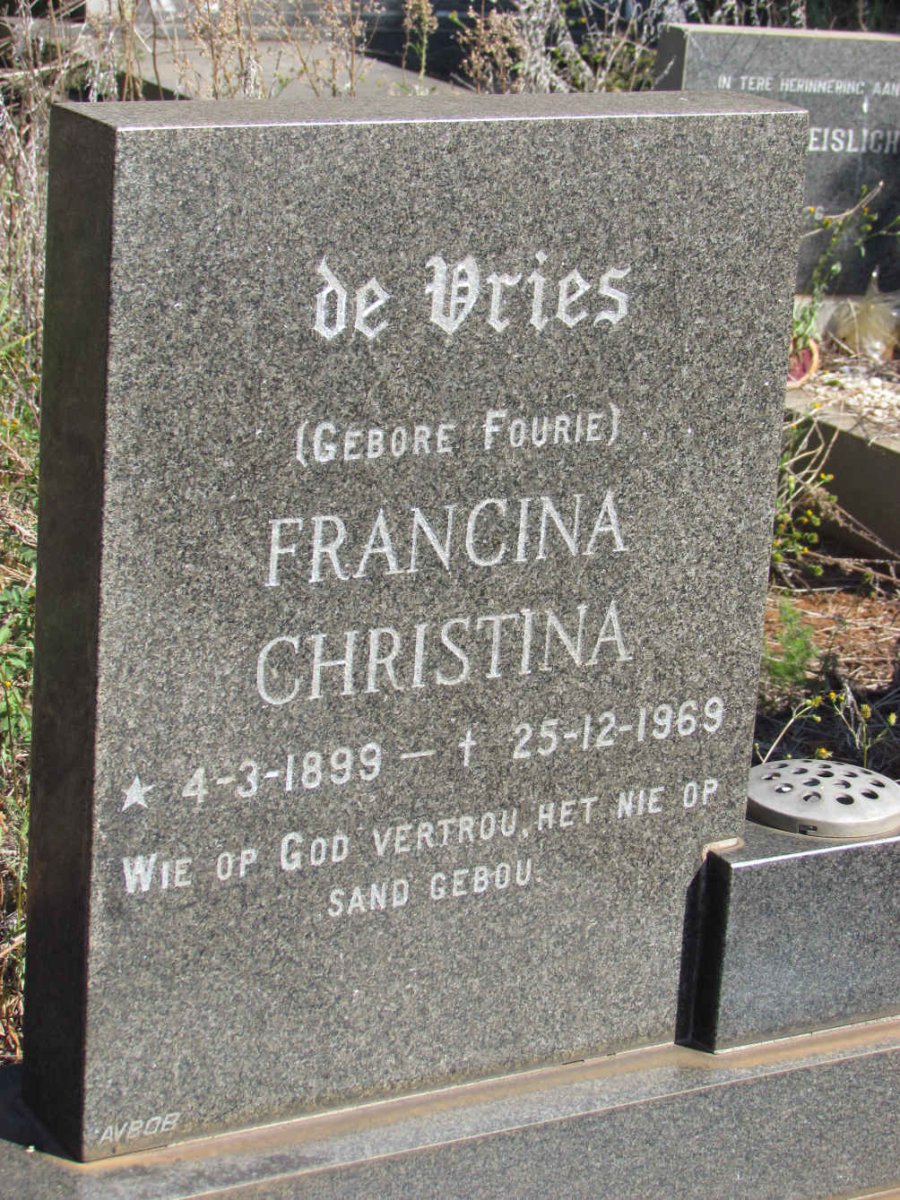 VRIES Francina Christina, de nee FOURIE 1899-1969